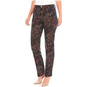 GLORIA VANDERBILT Black Multi Color Floral Amanda Straight Jeans Size 8 Short